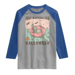 Spooky Summer Skeleton Raglan Shirt Just Waiting For Halloween Summer Pool Party TS02 Sport Gray Royal Print Your Wear