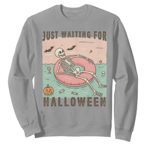 Spooky Summer Skeleton Sweatshirt Just Waiting For Halloween Summer Pool Party TS02 Sport Gray Print Your Wear
