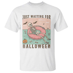 Spooky Summer Skeleton T Shirt Just Waiting For Halloween Summer Pool Party TS02 White Print Your Wear
