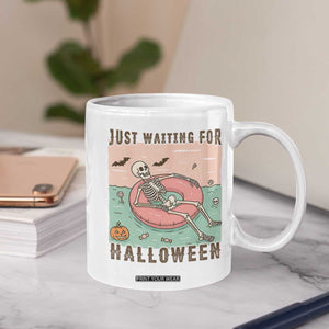 Spooky Summer Skeleton Coffee Mug Just Waiting For Halloween Summer Pool Party TS02 Print Your Wear