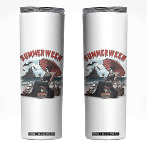 Gothic Summerween Skinny Tumbler Spooky Summer Halloween Horror Character TS02 White Print Your Wear