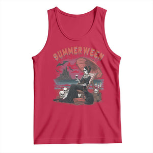 Gothic Summerween Tank Top Spooky Summer Halloween Horror Character TS02 Red Print Your Wear