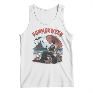 Gothic Summerween Tank Top Spooky Summer Halloween Horror Character TS02 White Print Your Wear