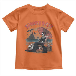 Gothic Summerween Toddler T Shirt Spooky Summer Halloween Horror Character TS02 Orange Print Your Wear