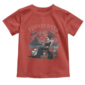 Gothic Summerween Toddler T Shirt Spooky Summer Halloween Horror Character TS02 Red Print Your Wear