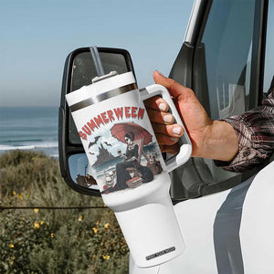 Gothic Summerween Tumbler With Handle Spooky Summer Halloween Horror Character TS02 Print Your Wear