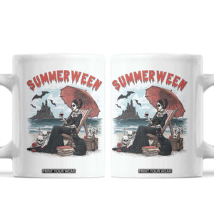 Gothic Summerween Coffee Mug Spooky Summer Halloween Horror Character TS02 White Print Your Wear