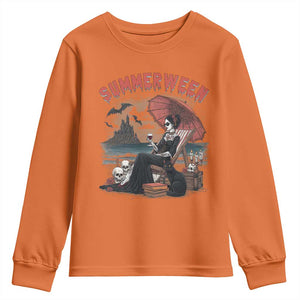 Gothic Summerween Youth Sweatshirt Spooky Summer Halloween Horror Character TS02 Orange Print Your Wear