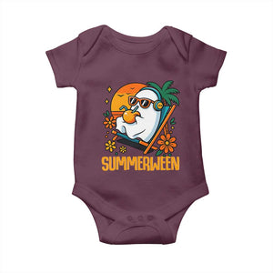 Tropical Summerween Boo Sheet Baby Onesie Funny Ghost Halloween Summer Beach Vibes TS02 Maroon Print Your Wear