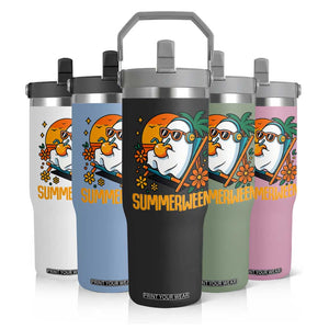 Tropical Summerween Boo Sheet Flip Straw Tumbler Funny Ghost Halloween Summer Beach Vibes TS02 Print Your Wear