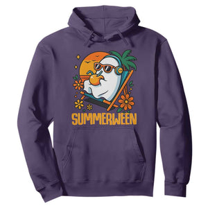 Tropical Summerween Boo Sheet Hoodie Funny Ghost Halloween Summer Beach Vibes TS02 Purple Print Your Wear