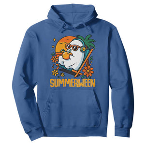 Tropical Summerween Boo Sheet Hoodie Funny Ghost Halloween Summer Beach Vibes TS02 Royal Blue Print Your Wear