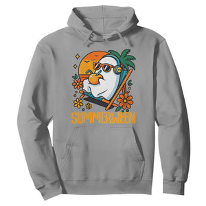 Tropical Summerween Boo Sheet Hoodie Funny Ghost Halloween Summer Beach Vibes TS02 Sport Gray Print Your Wear