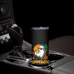 Tropical Summerween Boo Sheet Skinny Tumbler Funny Ghost Halloween Summer Beach Vibes TS02 Print Your Wear