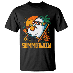 Tropical Summerween Boo Sheet T Shirt Funny Ghost Halloween Summer Beach Vibes TS02 Black Print Your Wear