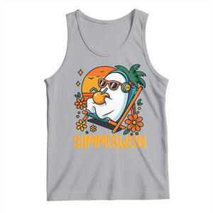 Tropical Summerween Boo Sheet Tank Top Funny Ghost Halloween Summer Beach Vibes TS02 Athletic Heather Print Your Wear