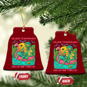 Summerween Zombie Pool Party Ceramic Ornament Chillin and Thrillin Flamingo Float Summer Halloween TS02 Print Your Wear