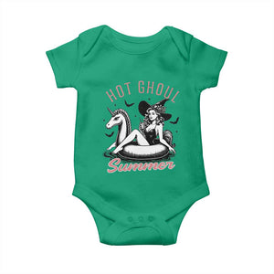 Hot Ghoul Summer Baby Onesie Retro Pin Up Witch Summerween Summer Beach Halloween Vibes TS02 Irish Green Print Your Wear