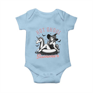 Hot Ghoul Summer Baby Onesie Retro Pin Up Witch Summerween Summer Beach Halloween Vibes TS02 Light Blue Print Your Wear