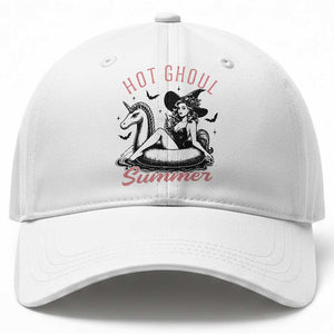 Hot Ghoul Summer Baseball Cap Retro Pin Up Witch Summerween Summer Beach Halloween Vibes TS02 Print Your Wear