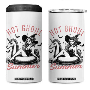 Hot Ghoul Summer 4 in 1 Can Cooler Tumbler Retro Pin Up Witch Summerween Summer Beach Halloween Vibes TS02 One Size: 16 oz White Print Your Wear