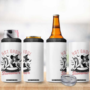 Hot Ghoul Summer 4 in 1 Can Cooler Tumbler Retro Pin Up Witch Summerween Summer Beach Halloween Vibes TS02 Print Your Wear