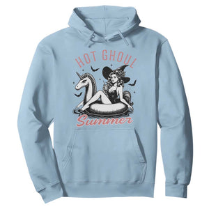 Hot Ghoul Summer Hoodie Retro Pin Up Witch Summerween Summer Beach Halloween Vibes TS02 Light Blue Print Your Wear