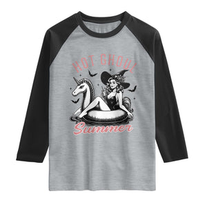 Hot Ghoul Summer Raglan Shirt Retro Pin Up Witch Summerween Summer Beach Halloween Vibes