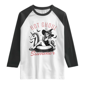 Hot Ghoul Summer Raglan Shirt Retro Pin Up Witch Summerween Summer Beach Halloween Vibes