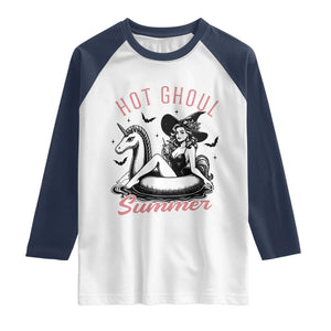 Hot Ghoul Summer Raglan Shirt Retro Pin Up Witch Summerween Summer Beach Halloween Vibes