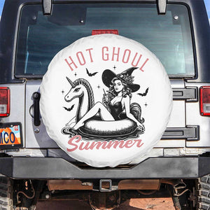Hot Ghoul Summer Spare Tire Cover Retro Pin Up Witch Summerween Summer Beach Halloween Vibes TS02 No hole White Print Your Wear