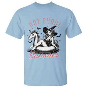 Hot Ghoul Summer T Shirt Retro Pin Up Witch Summerween Summer Beach Halloween Vibes TS02 Light Blue Print Your Wear
