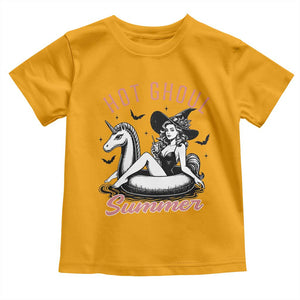 Hot Ghoul Summer Toddler T Shirt Retro Pin Up Witch Summerween Summer Beach Halloween Vibes TS02 Gold Print Your Wear