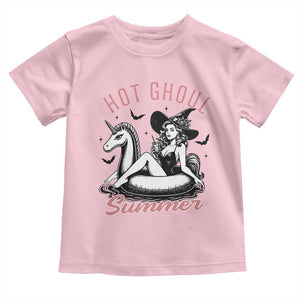 Hot Ghoul Summer Toddler T Shirt Retro Pin Up Witch Summerween Summer Beach Halloween Vibes TS02 Light Pink Print Your Wear
