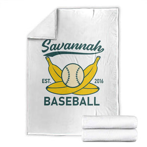 Retro Savannah Baseball Est. 2016 Throw Blanket Funny Banana and Ball Vintage Sports TS02 White Print Your Wear
