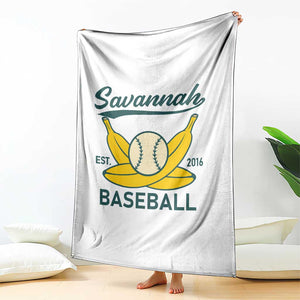 Retro Savannah Baseball Est. 2016 Throw Blanket Funny Banana and Ball Vintage Sports TS02 Print Your Wear