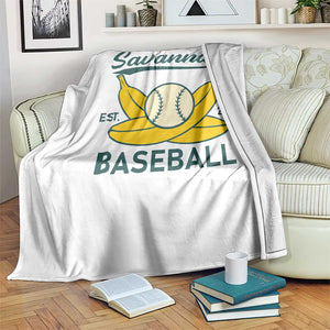 Retro Savannah Baseball Est. 2016 Throw Blanket Funny Banana and Ball Vintage Sports TS02 Print Your Wear
