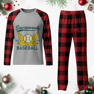 Retro Savannah Baseball Est. 2016 Plaid Pajama Set Funny Banana and Ball Vintage Sports TS02 Buffalo Plaid Print Your Wear