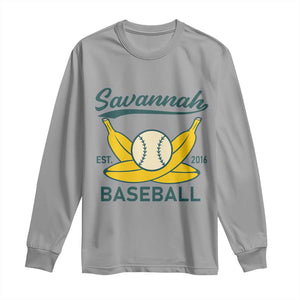Retro Savannah Baseball Est. 2016 Long Sleeve Shirt Funny Banana and Ball Vintage Sports TS02 Sport Gray Print Your Wear