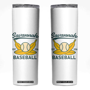 Retro Savannah Baseball Est. 2016 Skinny Tumbler Funny Banana and Ball Vintage Sports TS02 White Print Your Wear