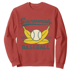 Retro Savannah Baseball Est. 2016 Sweatshirt Funny Banana and Ball Vintage Sports TS02 Red Print Your Wear