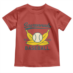 Retro Savannah Baseball Est. 2016 Toddler T Shirt Funny Banana and Ball Vintage Sports TS02 Red Print Your Wear