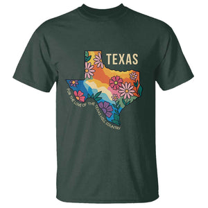 Texas Floral Boho T Shirt For the Love of the Texas Hill Country Southern Pride TS02 Dark Forest Green Print Your Wear