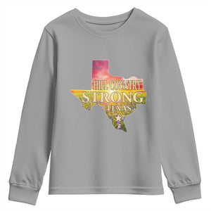 Hill Country Strong Texas Youth Sweatshirt Sunset Bluebonnet Resilience TS02 Sport Gray Print Your Wear
