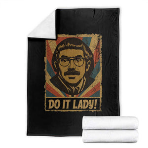 Funny Do It Lady Vintage Throw Blanket Retro 70s Mustache Guy Meme Parody TS02 Black Print Your Wear