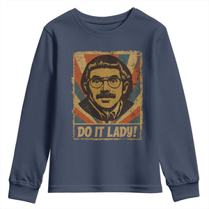 Funny Do It Lady Vintage Youth Sweatshirt Retro 70s Mustache Guy Meme Parody TS02 Navy Print Your Wear