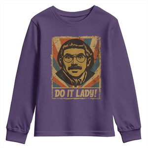 Funny Do It Lady Vintage Youth Sweatshirt Retro 70s Mustache Guy Meme Parody TS02 Purple Print Your Wear