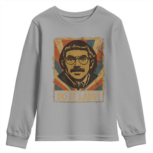 Funny Do It Lady Vintage Youth Sweatshirt Retro 70s Mustache Guy Meme Parody TS02 Sport Gray Print Your Wear