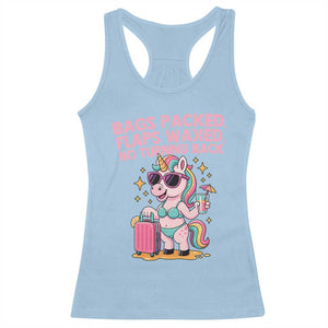 Funny Girls Trip Unicorn Racerback Tank Top Bags Packed Flaps Waxed No Turning Back Bikini Vacation Bachelorette TS02 Light Blue Print Your Wear