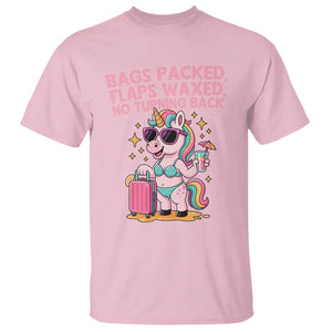 Funny Girls Trip Unicorn T Shirt Bags Packed Flaps Waxed No Turning Back Bikini Vacation Bachelorette TS02 Light Pink Print Your Wear